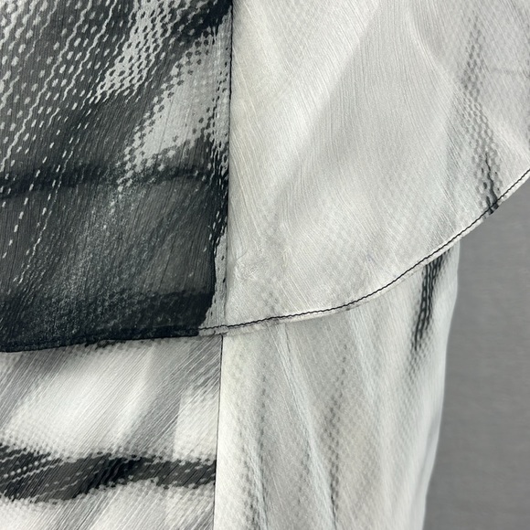 Halston Heritage women one shoulder tie-dye long caftan‎ dress gray/black size 4 - Picture 11 of 13